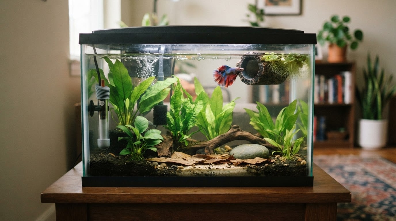 Editorial illustration for betta fish care.