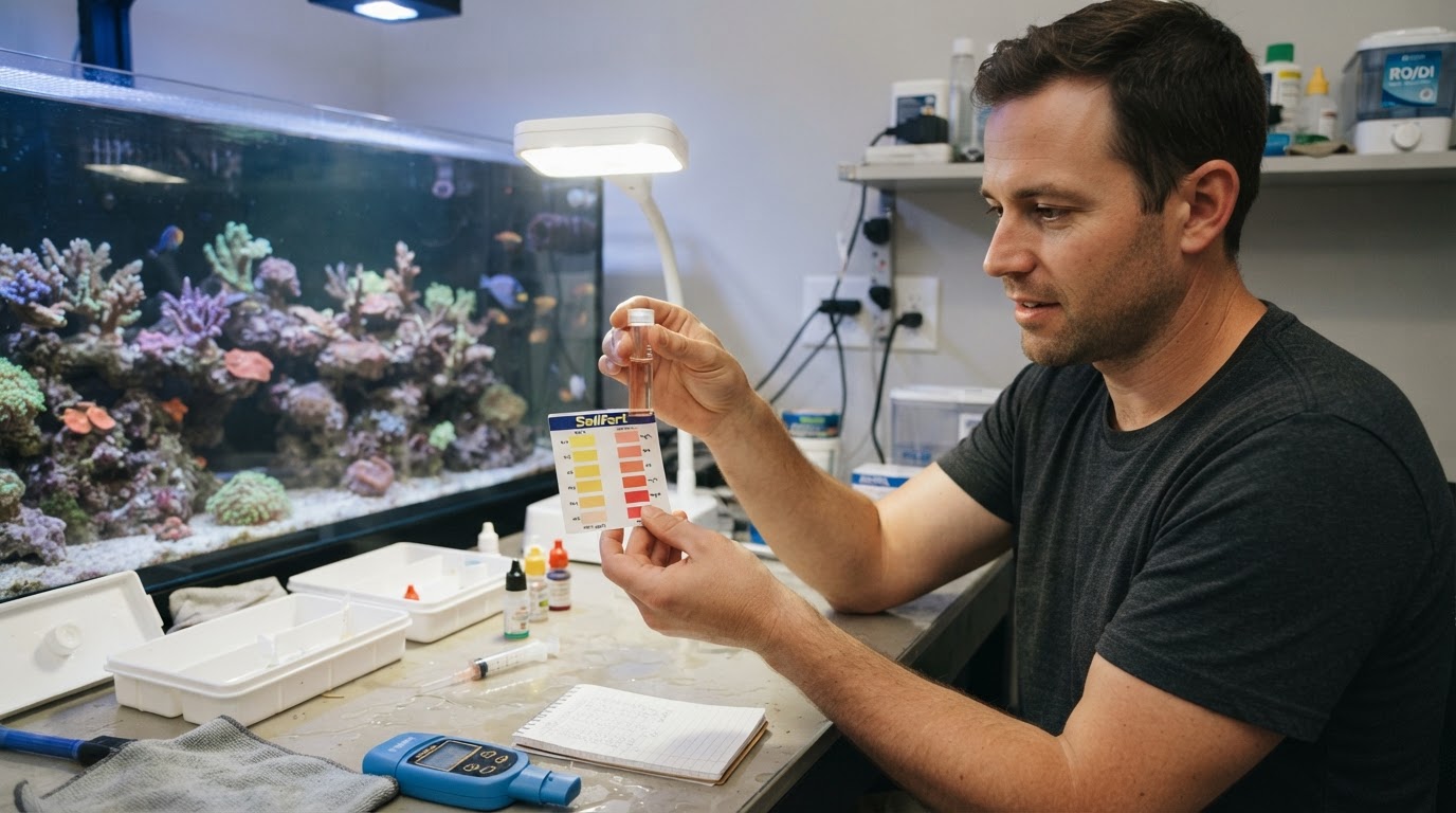 Editorial illustration for 40 ppm nitrate in reef tank.
