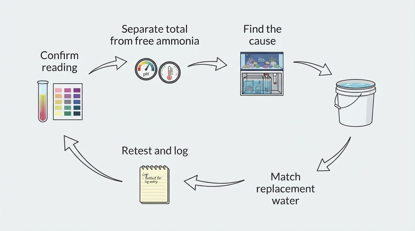 Workflow diagram for reef tank ammonia spike.